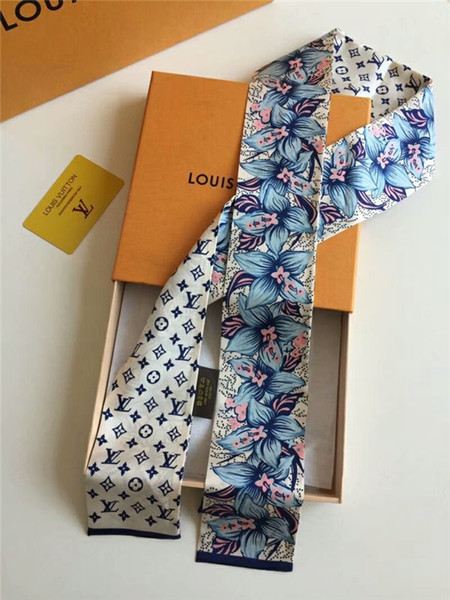 New printed silk scarves women's luxury brand silk scarves wrap ribbon fashion scarf small long skinny scarf