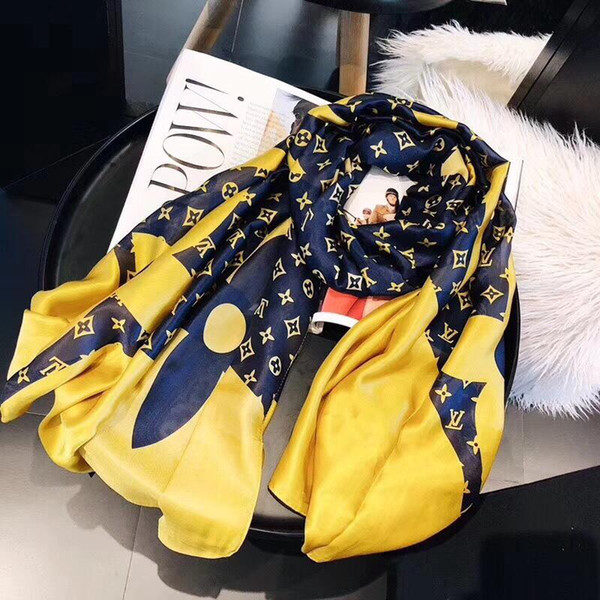 2019 Summer Brand Silk Scarf womens Scarf high quality Designer Letter Floral Thin scarf long Scarves size 180x90cm