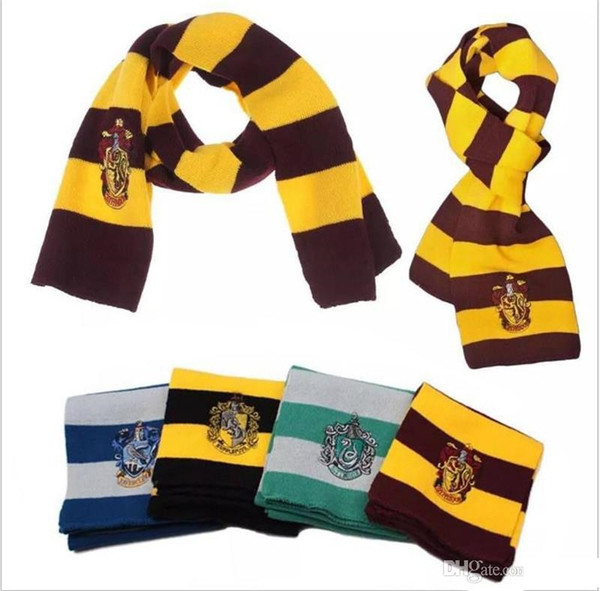 Halloween Costumes College Scarf 4 Styles Harry Potter Gryffindor Series Scarf With Badge Cosplay Knit Scarves