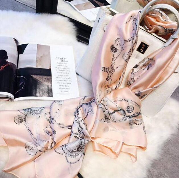 2019 New brand scarf women's long shawl autumn wraps designer scarf chain Printed silk scarf for women 180*90cm #256