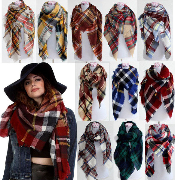 2016 Women fashion Plaid Scarf Warm Soft Winter Blanket Pashmina Scarf Oversized Tartan Scarf women Shawl Scarf Scarves & Wraps christmas