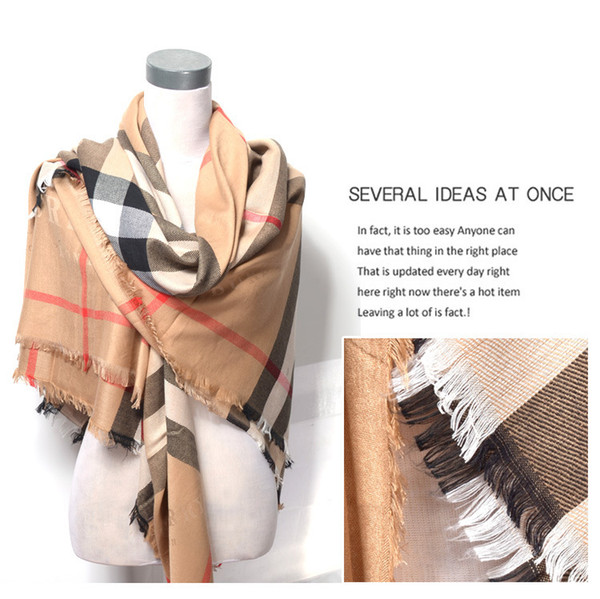 Factory Sell High Quality Luxury Celebrity design classic Wool cashmere Check scarf Wrap shawl Letter printing Scarves 140*140cm