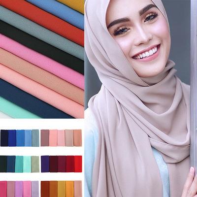 Pure Colors Oversize Chiffon Towel Headscarf Islamic Head Wraps High Quality Shawls Muslim Women Scarf 49 Colors 70x175cm Wraps