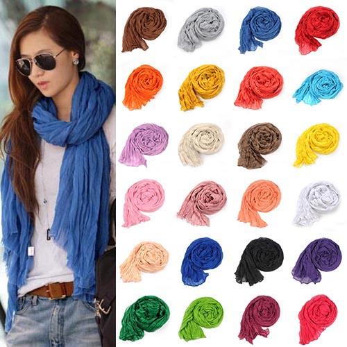 P044 Promotion New Pure Linen Fold Super Long Big Shawl Women Sexy Fashion Kheap Multicolor Punk Scarf Scarves Wraps Free Shipping