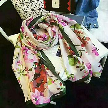 High quality silk scarf 100% silk ladies designer scarf European style multiple colors optional with box