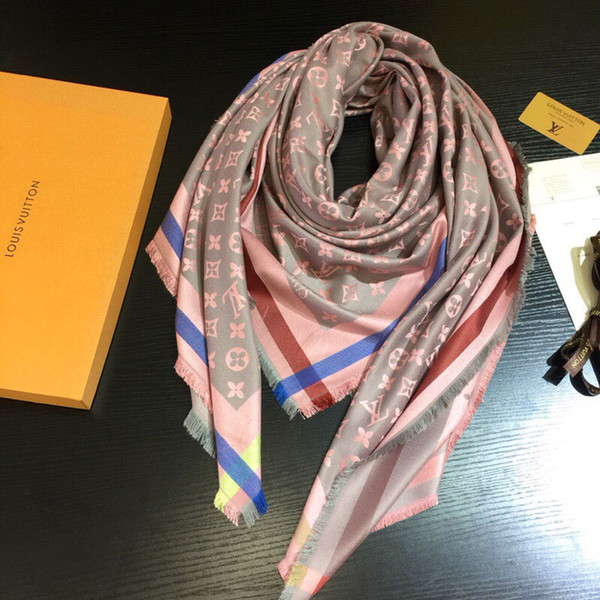 Hihg Quality Classic Silk cashmere Scarf fashion classic Womens fashion brands Scarf Elegant Ladies Wrap scarves 140*140cm with box L-45-882