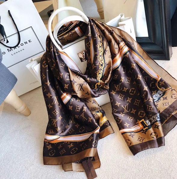 Spring silk scarf 2019 Hot women Letter shawl scarf fashion long neck ring Christmas gift wholesale 180x90cm mix2clour