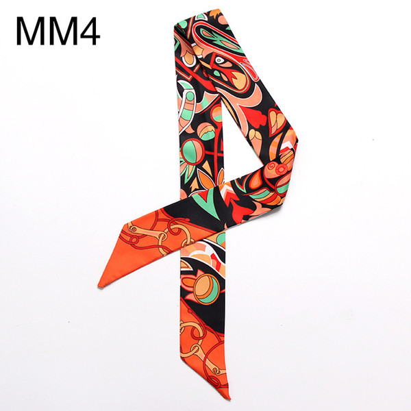 Narrow Long Scarf Geometric Flower Printing Fashion Woman Tie Bag Handle Ribbon Hairband Shawl Scarf Headscarf Scarves Wristband Bracelet