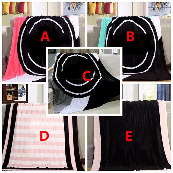 Pink Letter Blanket 130*150cm Soft Coral Velvet Beach Towel Blankets Air Conditioning Rugs Comfortable Carpet Shawls