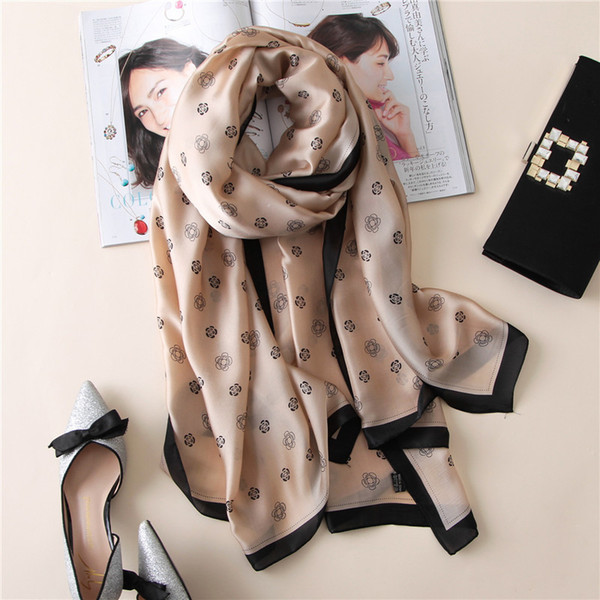 luxury brand new summer women's scarf fashion lady silk scarves print soft shawls pashmina foulard femme long size bandana