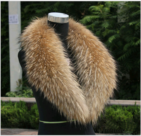 Women's or Men's Fur Scarves With 100% Real Raccoon Fur Collar for Down Coat Nature color Varies Size From Length 75-100cm Free shipping