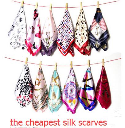 Sping And Autumn Female Satin Scarf Square Scarves Printed Silk Scarf 50*50cm