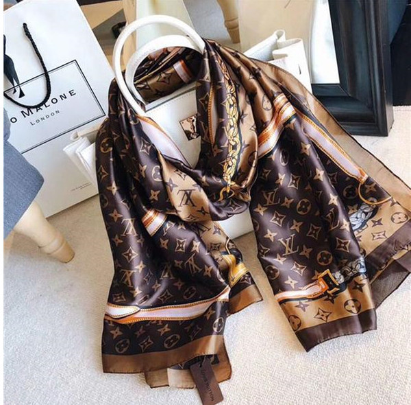 Spring silk scarf 2019 Hot women Letter shawl scarf fashion long neck ring Christmas gift wholesale 180x90cm b021