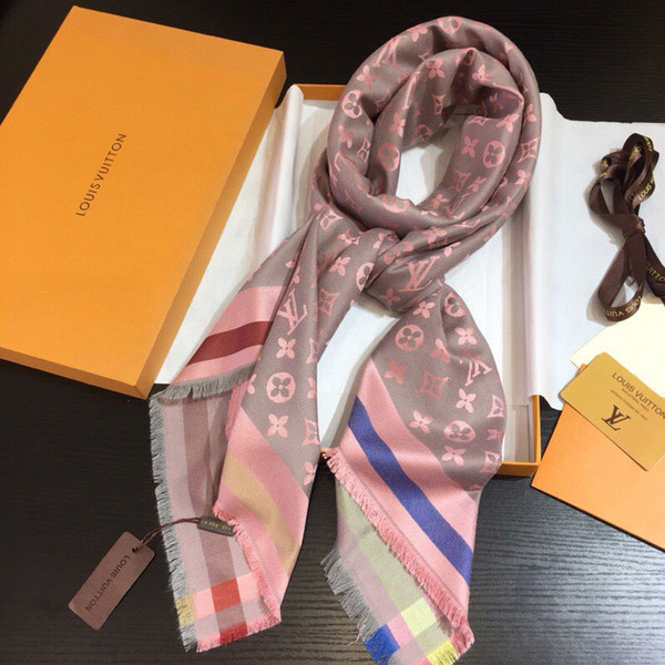 European Style High Quality 60% silk 40% wool Scarf Lady Classic Scarf Spring and Autumn Winter thin scarf 140*140cm without box