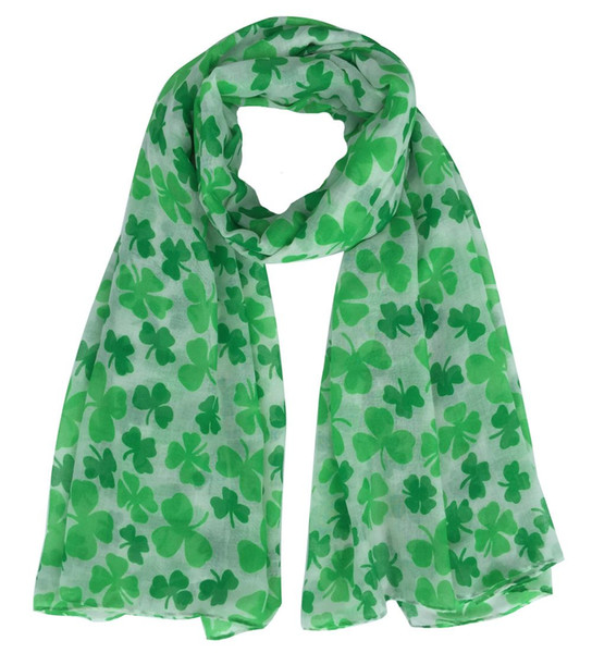 Four Leaf Clover Shamrock Print Women's Large Size Scarf St Patrick Day factory derectly sale Free Shipping