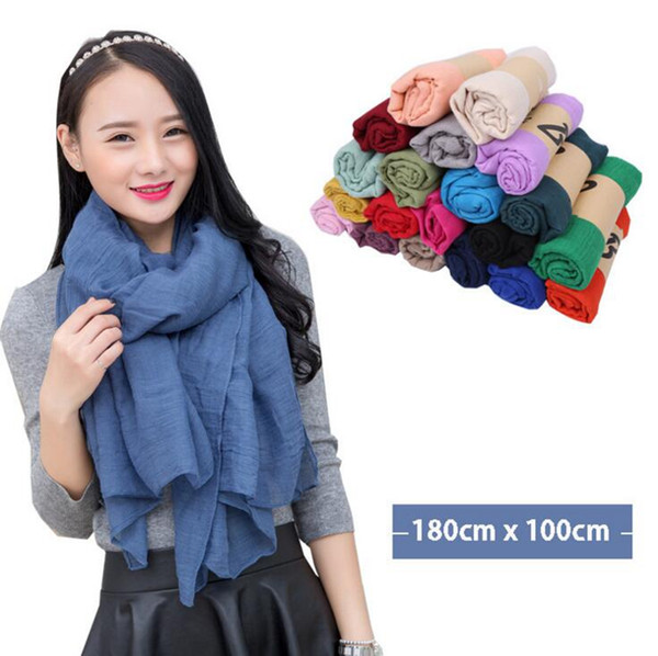 Women Solid Sarong Scarves Beach Plain Silk Scarf Cotton Linen Sunscreen Shawl Soft Wrap Long HeadScarf Beach Scarf Fashion Pashmina OOA1278