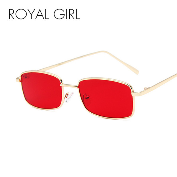 ROYAL GIRL 2018 Vintage Sunglasses Women Men Brand Designer Small Rectangle Red Yellow Pink Sun Glasses Retro Shades ss022