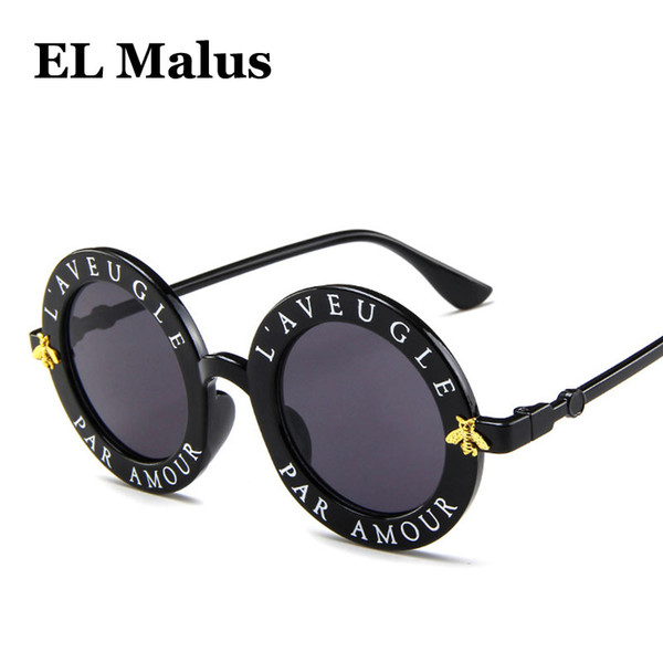 [EL Malus] 2018 Steampunk Retro Round Frame Sunglasses Sexy Ladies Vintage Bees Sun Glasses Women Brand Designer Fashion Female SG057