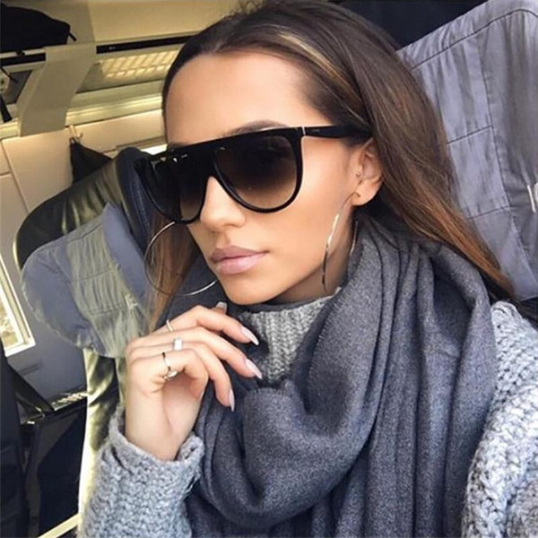 Thin Flat Top Sunglasses Women Luxury Designer Retro Vintage Sun Glasses Female Kim Kardashian Sunglasses Clear Glass 0166