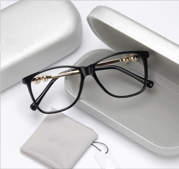 pearl large-frame flat mirror temperamental and the female style of the artistic women's side myopia eyeglasses frame