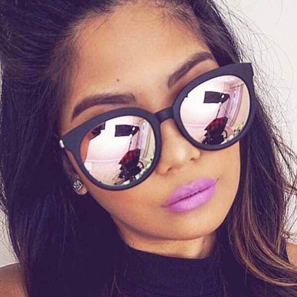 Cat Eye Pink Woman Shades Mirror Female Square Sun Glasses For Women Coating Oculos Fashion Brand Sunglasses C19041601