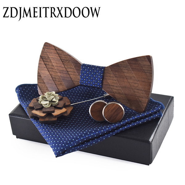 Pocket Square Tie Sets Wooden Bow Tie Ties For Mens