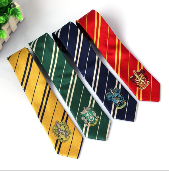 Harry Potter Necktie College Stripes Ties Harry Potter Gryffindor Slytherin Ravenclaw Hufflepuff Badges Ties Costume Accessory KKA5788