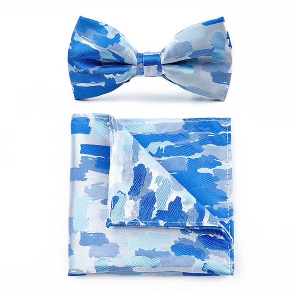 TIESET Personal Design Uniqe Men's Colorful Camouflage Bow Tie And Hanky Set Casual Party Free Shipping