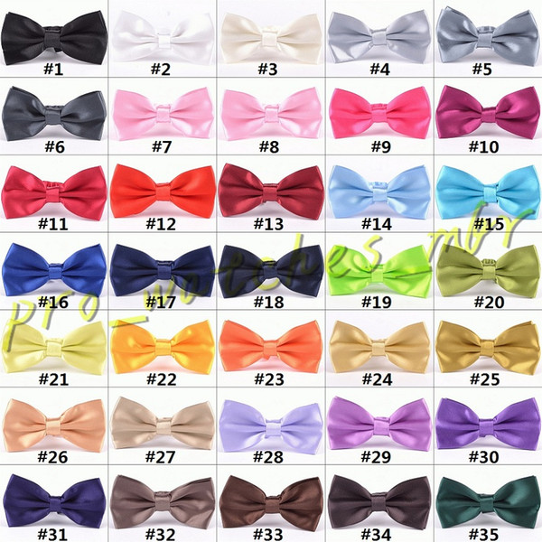 Men Solid Bow Ties Butterfly Gentleman Wedding Party 35 Colors Adjustable Wedding Prom Bow Tie D056-1