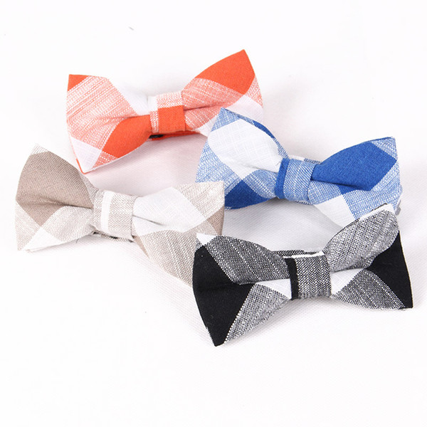 TIESET Men's Plaid Linen Bow Tie Casual Wedding Groom Groomsman Gift For Men Neckwear Free Shipping