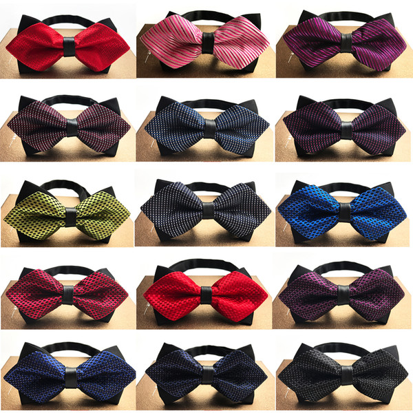 Men Bow Ties Solid Strip Colorful Formal groom Butterfly Cravat Commercial business Wedding Party Wholesale Bowties for men male