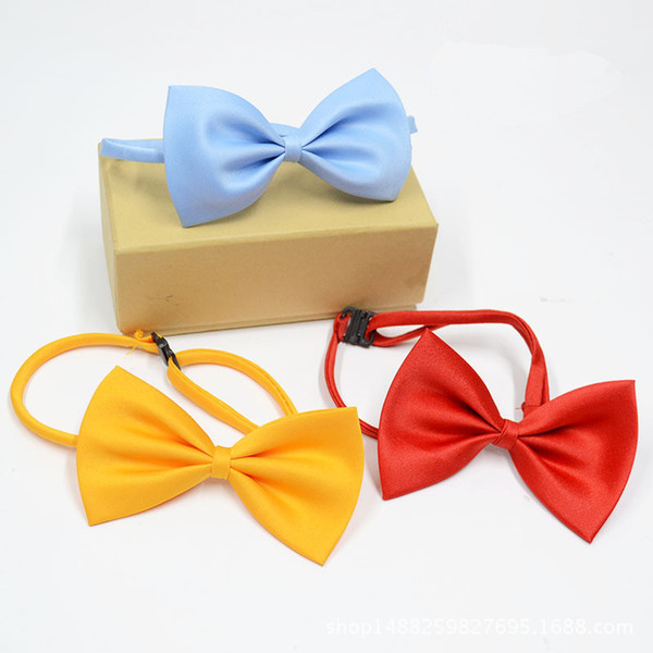 Solid color polyester silk overalls accessories collar flower bow tie children bow flower