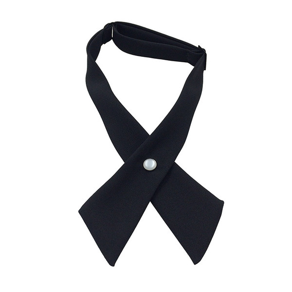 3 PCS Fashion Women Men Adjustable Cross Bow Tie Solid Color Polyester Wedding Party Student Tie Girls Tie Black