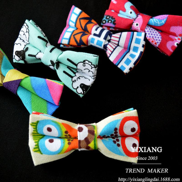 Foreign trade Wholesale Korean new Korean men canvas tie totem animal cartoon flower geometric ethnic bow ties wholesale spot