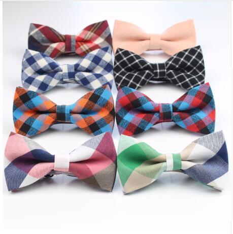 2019 New Men Bow Tie Plaid Style Cotton Bowtie Casual Gravata Borboleta Butterfly Tartan Strip Colorful Ties