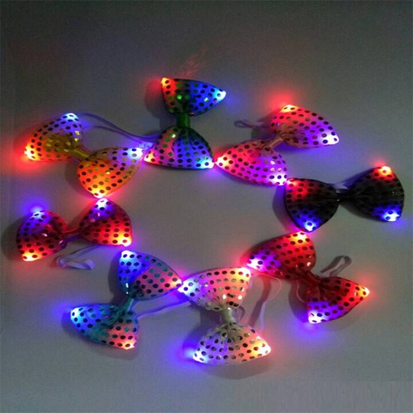 100PCS LED Bow Tie Kids Adult Multicolor Bowknot Flashing Tie Light up Toys for Party Decoration Supplies F365