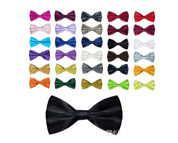 Wholesale Men's Women's Bowtie Bow Tie Solid Colors Plain Silk Polyester Pre Tied Ties For Party Wedding