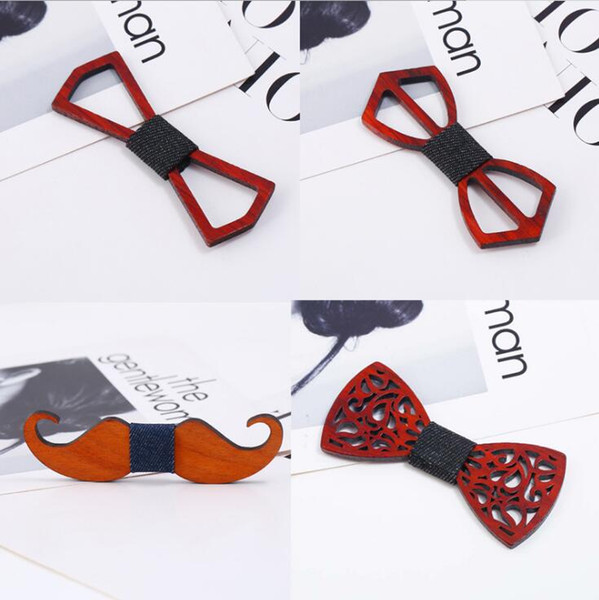 2018 Fashion Vintage Red Rosewood Bow Ties Hollow Out Bowknot For Gentleman Wedding Wooden Bowtie Free Shipping