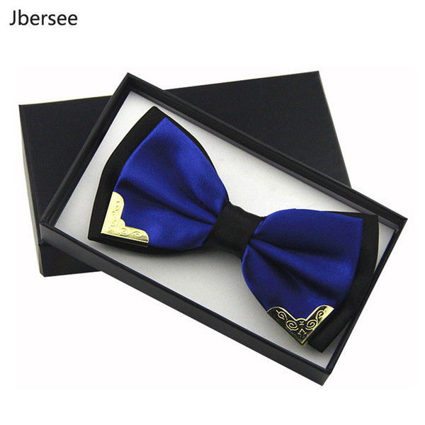 Jbersee Luxury Boutique Fashion Metal Bow Ties for Men Women Wedding Party Butterfly Bowtie Gravata Slim Black Bow Tie Cravat C19011001