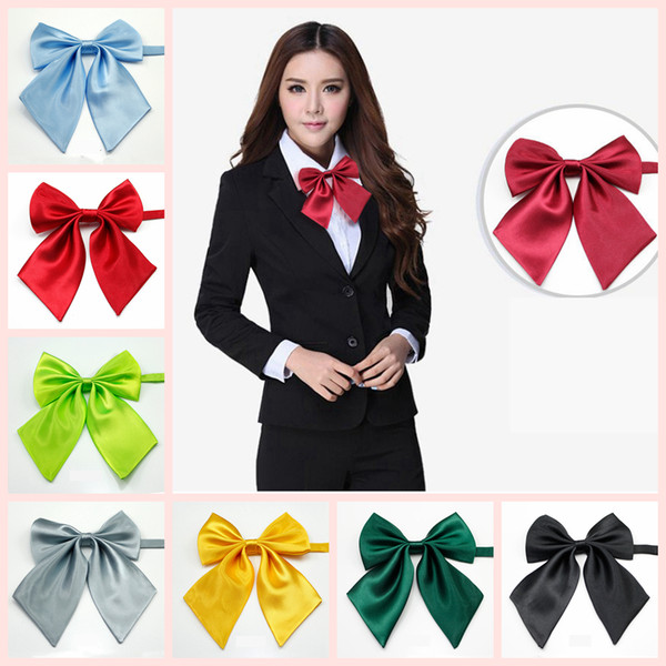 Women Silk Butterfly Bowtie Lady Girls Satin Formal Bow Tie Neckwear Party Banquet Solid Adjustable Necktie Party Hotel Bank Students AAA138