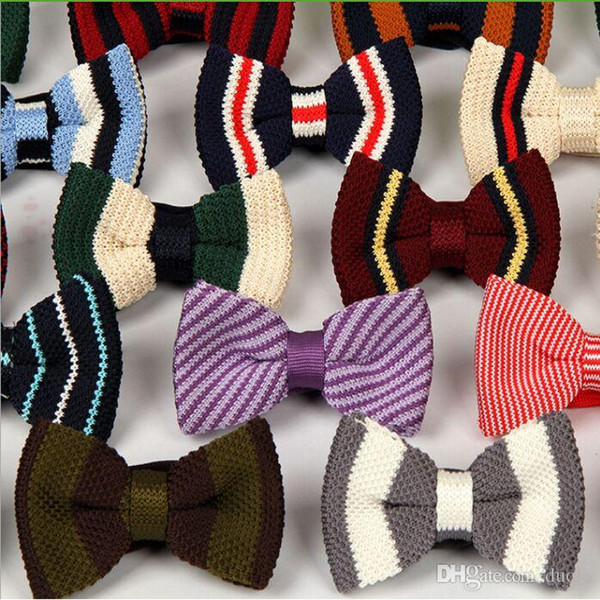 2016 HOT Double Knitted Bowtie 40 Colors Children's bowknot Adjustable Bowties for Father's Day tie Christmas Gift Free TNT Fedex