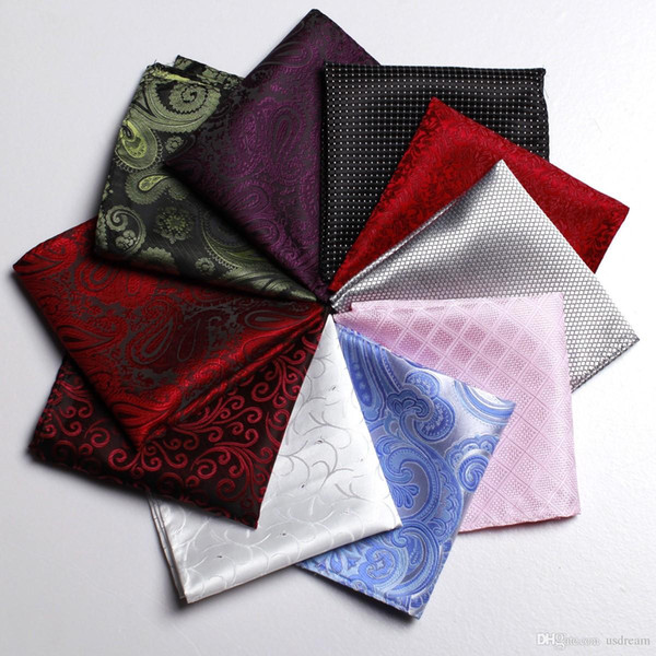 New Plaid Grid Paisley Dots Bussiness Suit Pocket Square Handkercher Fashion Accessories for Men Drop Ship 210052