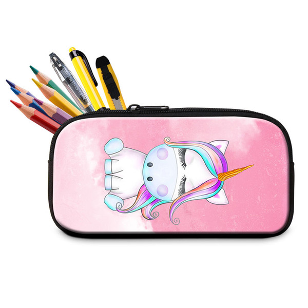 Cute Cartoon Unicorn Pattern Pencil Case For Girls Boys Small Zipper Pen Bag Box Custom Your Logo Design Pen Pouch School Office Supplies