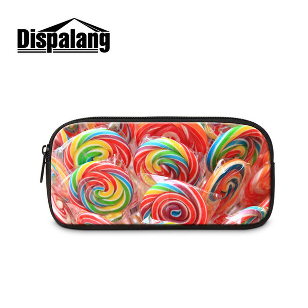 Pretty Candy Print Large Capacity Pencil Bag Boys Pen Holder Pouch For Kindergarten Kids Womens Cosmetic Bags