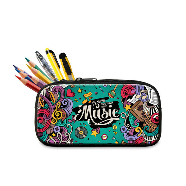 Musical Note Pattern Pencil Case For Students School Office Supplies High Qaulity Pen Box Bag For Children Women Portable Mini Cosmetic Bags