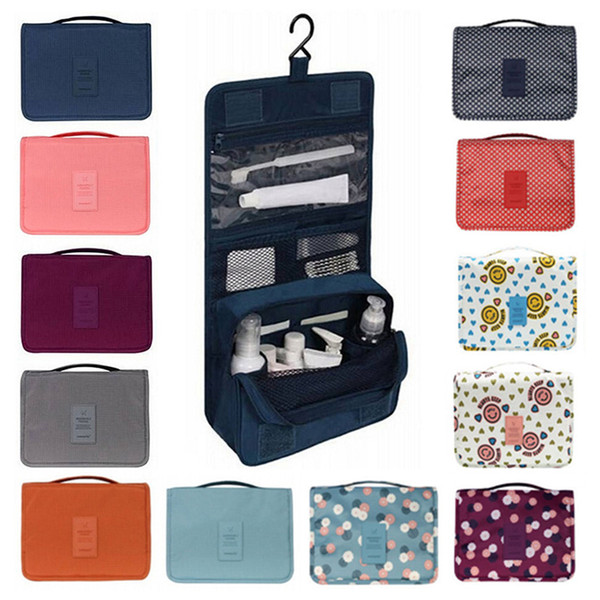 Unisex Portable Cosmetic Organizer Waterproof Large Capacity Hook Travel bag Hanging Toiletry Bag Wash Makeup Bags 12 Colors Available