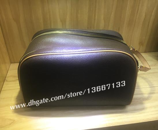 Free Shipping Fashion Designer Men's Travel toilet bag Genuine Leather large capacity cosmetic bags toiletry bag makeup pouch for women