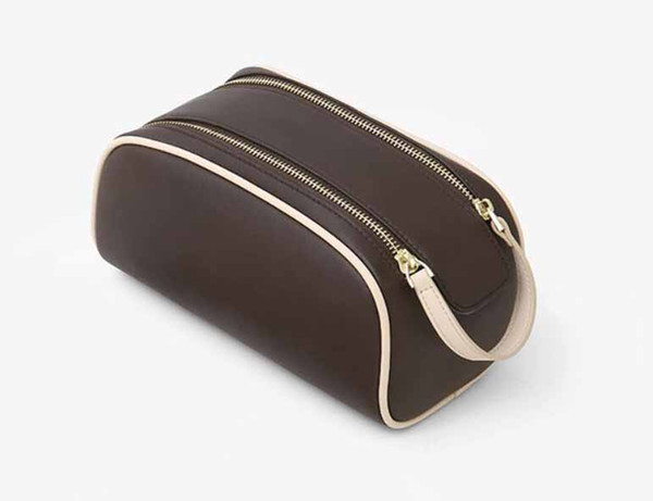 New Travel Toiletry Pouch Protection Makeup Zipper Bags Clutch Women Genuine Leather Waterproof Cosmetic Bags For Women Purse Cosmetic Bags