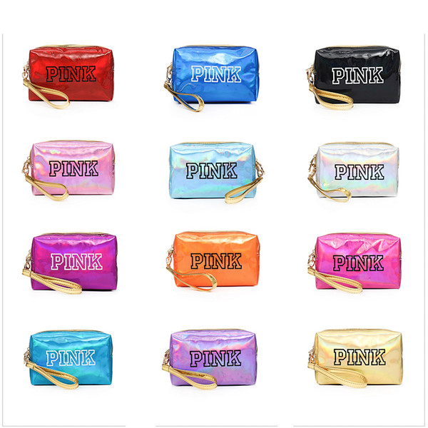 Pink Laser Cosmetic Bag Travel Make up Women Square Beach Waterproof Cosmetic Cases Bag Bolsa Evening Bag 12 colors