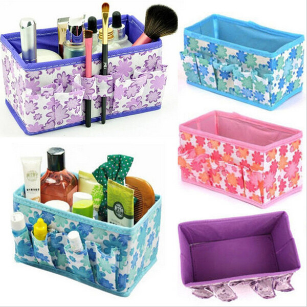 Fashion Nice CHIC Multifunction Beauty Flower Folding Makeup Cosmetics Storage Box Organizer Jewelry Compartment Storage Boxes